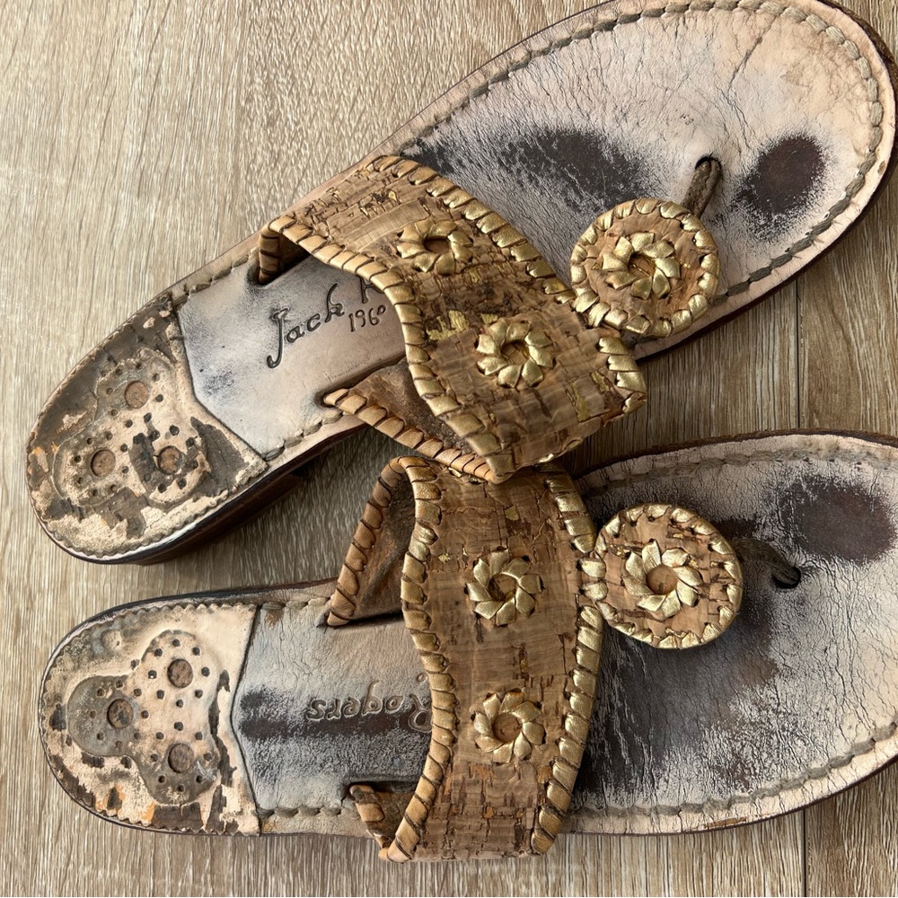 Jack Rogers Women's Tan and Gold Sandals